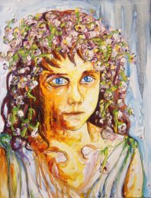 Portrait de jeune fille à la couronne de fleurs - Aymeric Dechamps